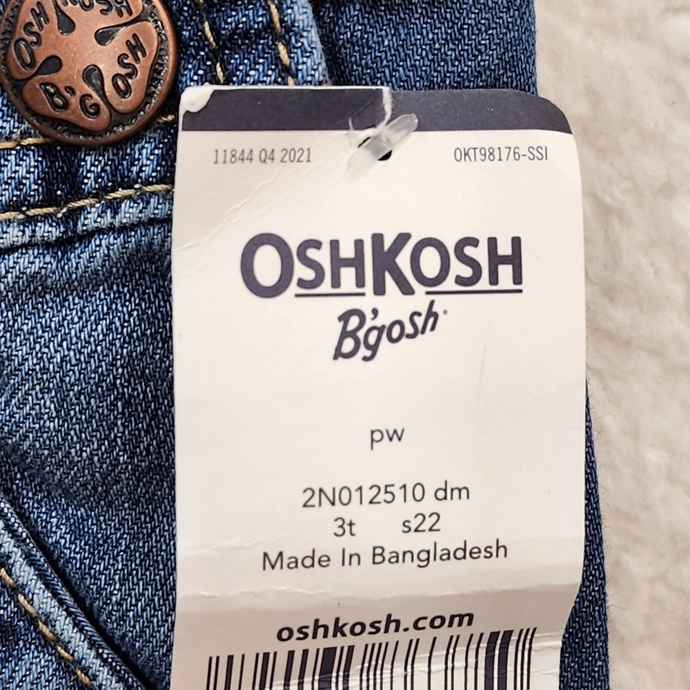 Osh Kosh B'gosh Kid's Denim Floral Embroidery Overalls - 3T - Picture 7 of 7